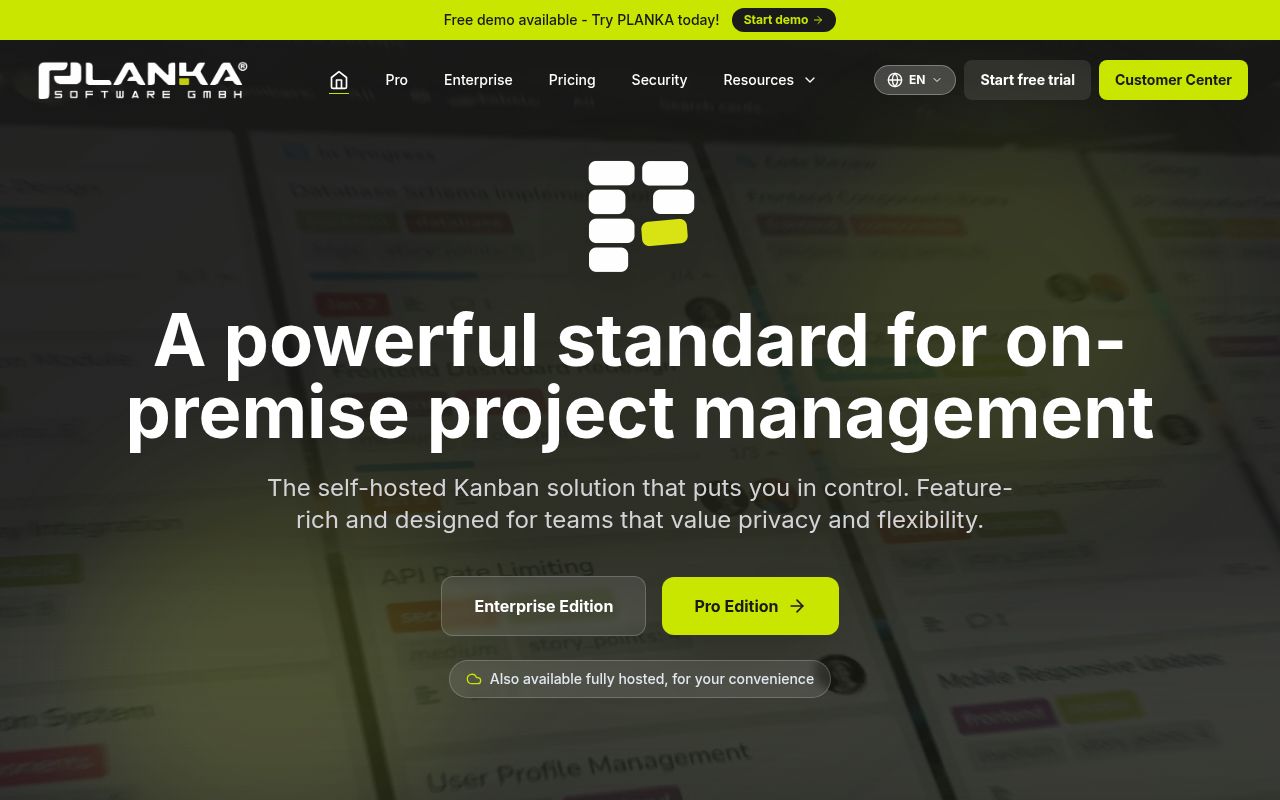 Screenshot of planka (planka.app)