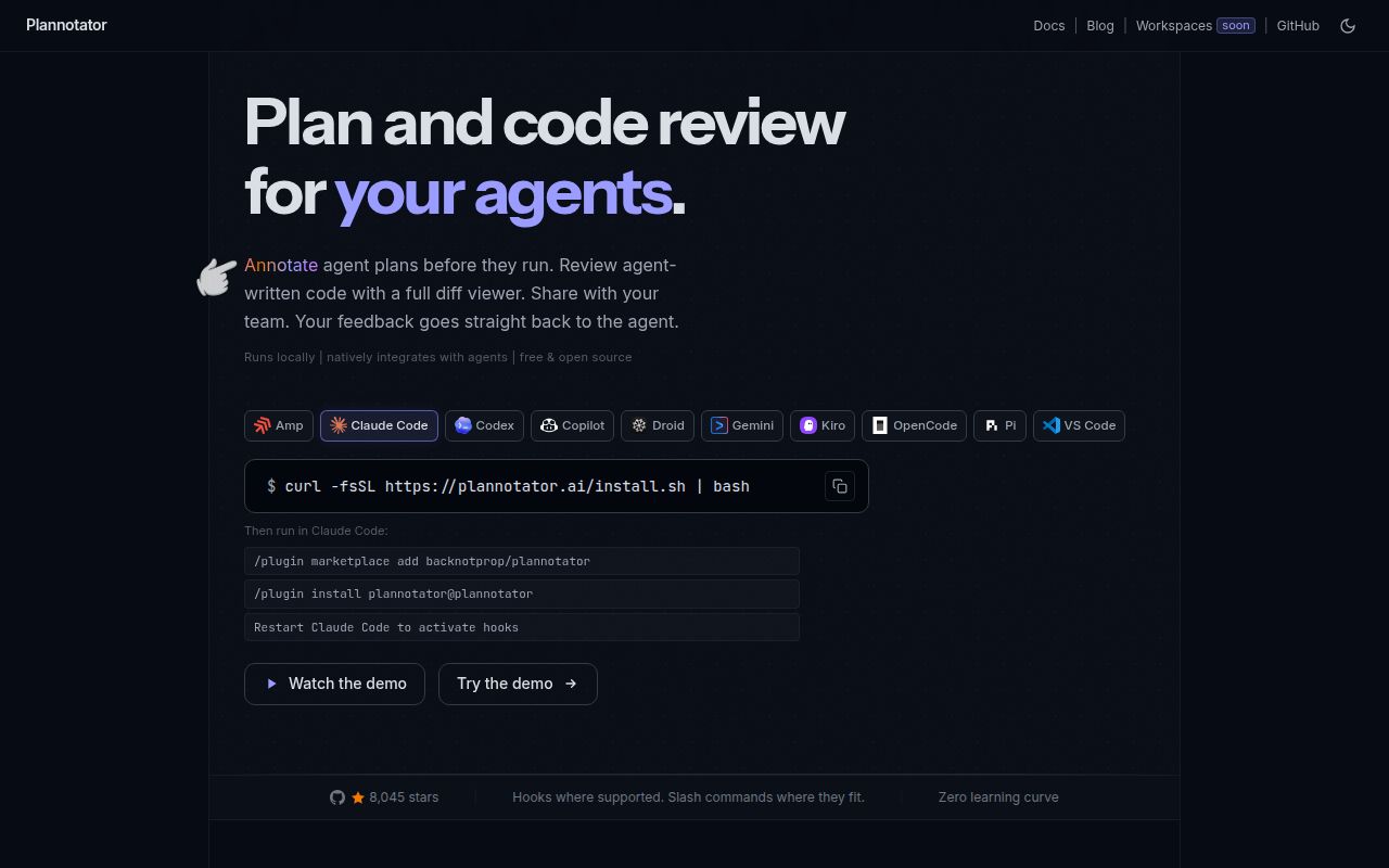 Screenshot of plannotator (plannotator.ai)