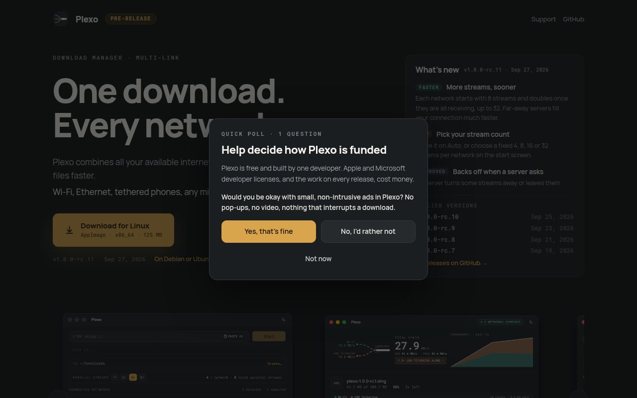 Screenshot of plexo (anmolkapil.github.io/plexo)