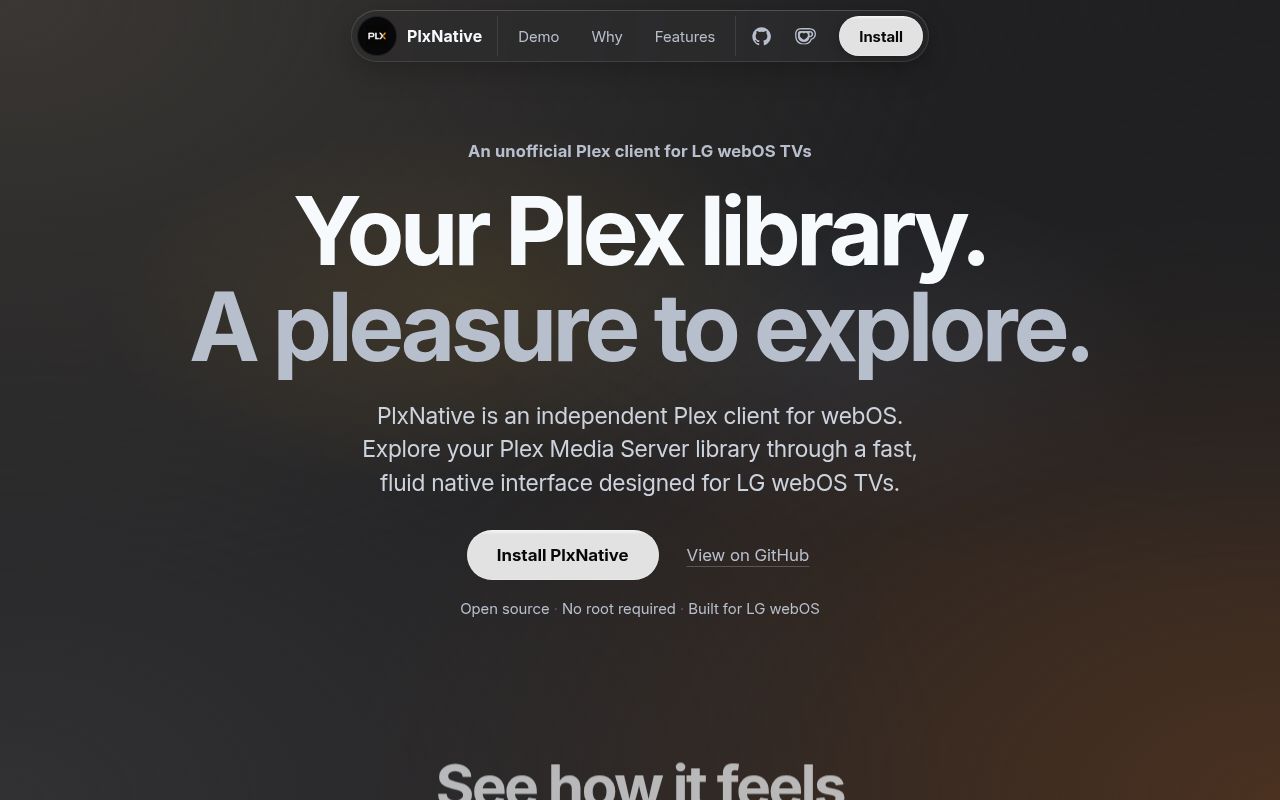 Screenshot of plx-native (plxnative.com)