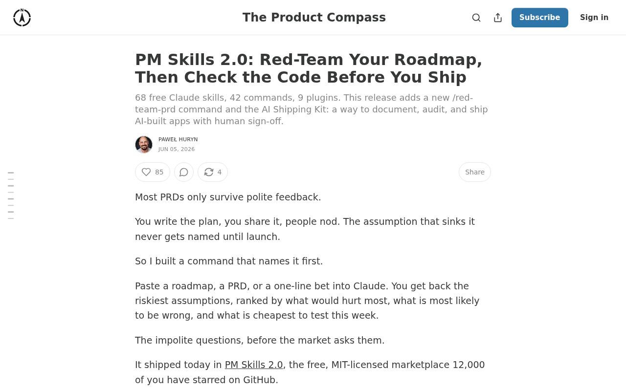 Screenshot of pm-skills (www.productcompass.pm/p/pm-skills-2-red-team-ship)