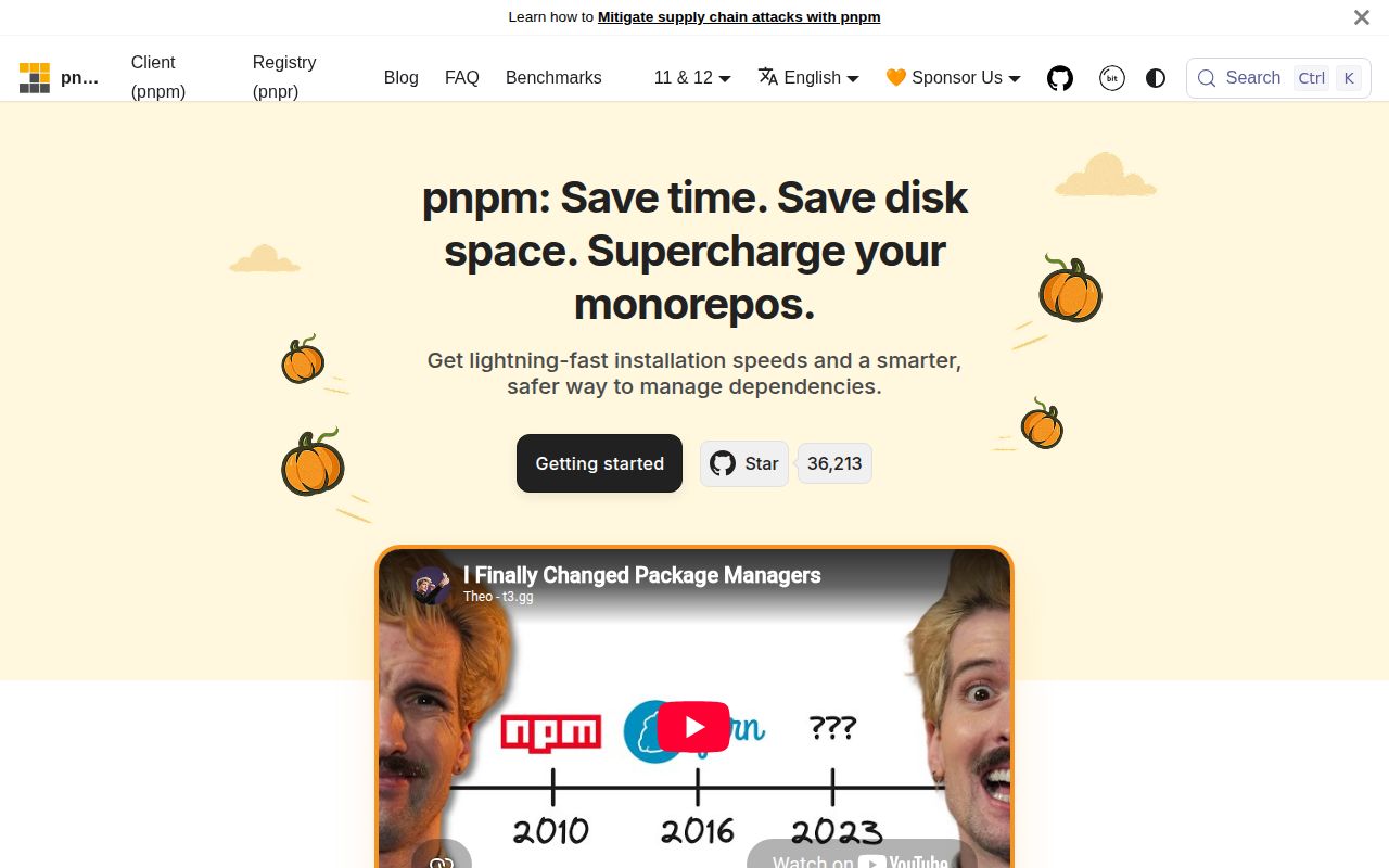 Screenshot of pnpm (pnpm.io)