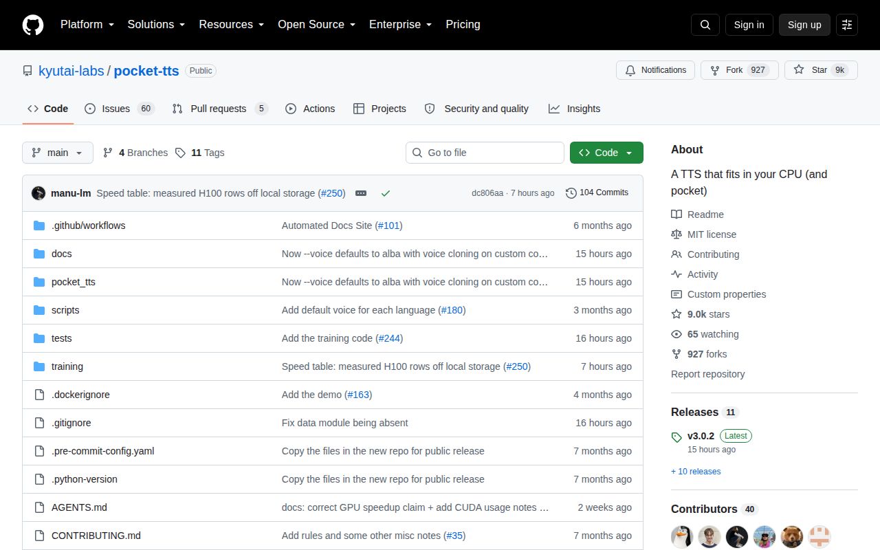 Screenshot of pocket-tts (github.com/kyutai-labs/pocket-tts)