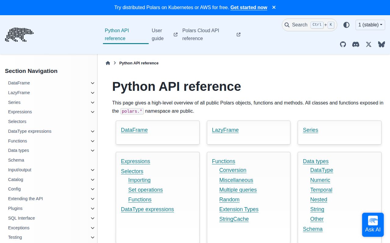 Screenshot of polars (docs.pola.rs)