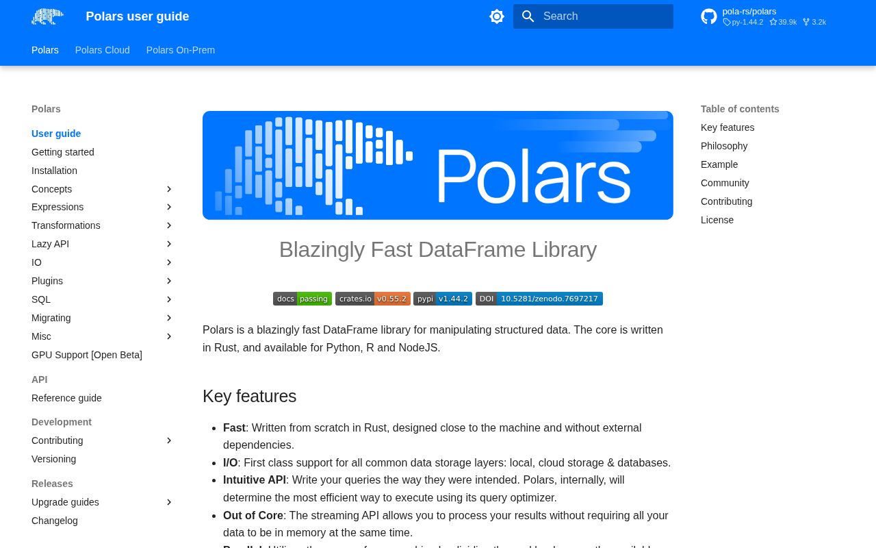 Screenshot of polars (docs.pola.rs)