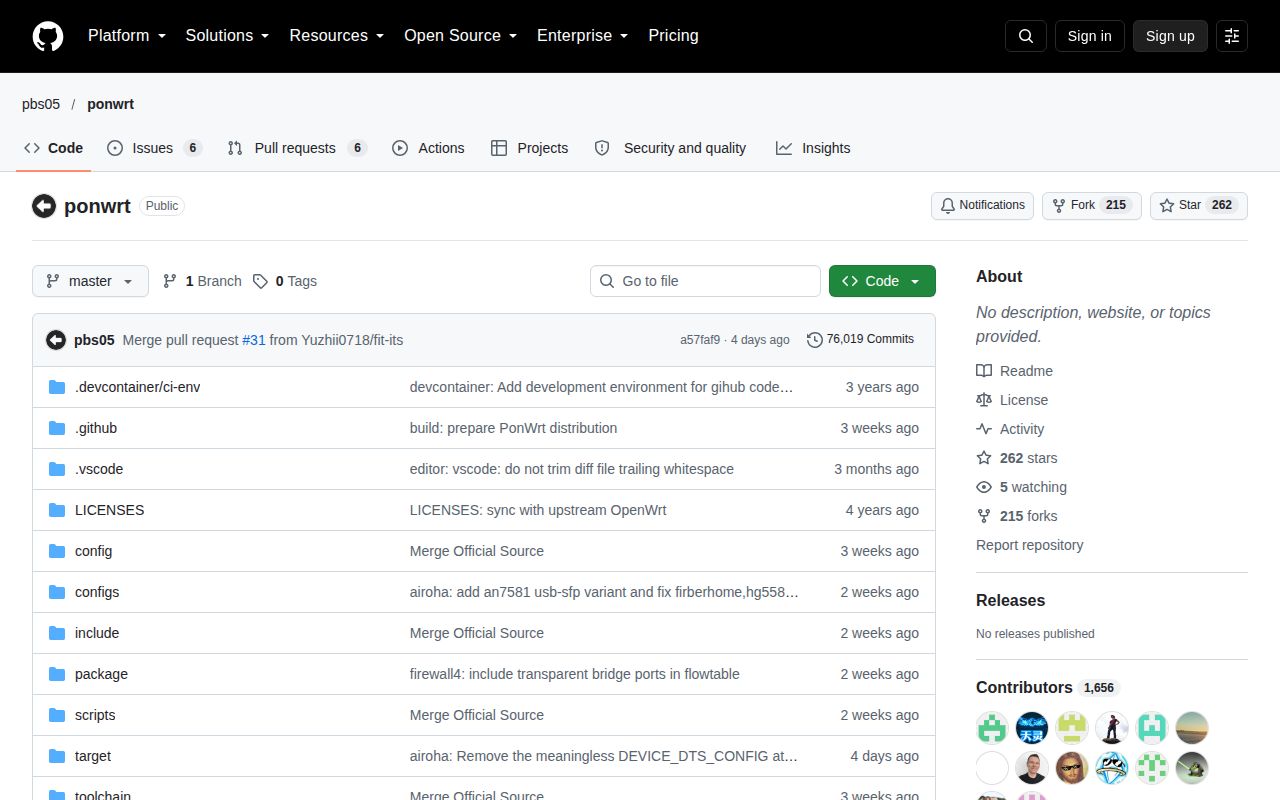 Screenshot of ponwrt (github.com/pbs05/ponwrt)