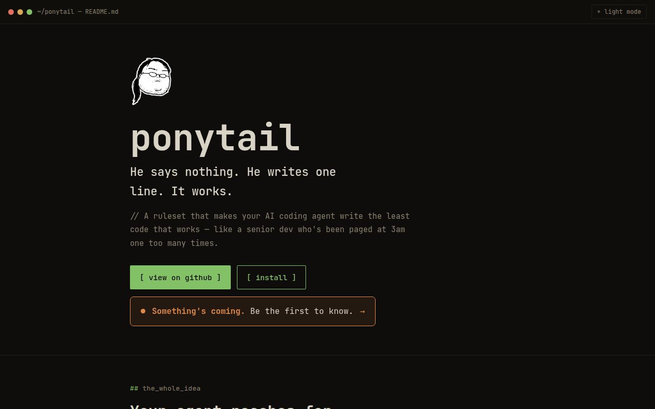 Screenshot of ponytail (ponytail.dev)
