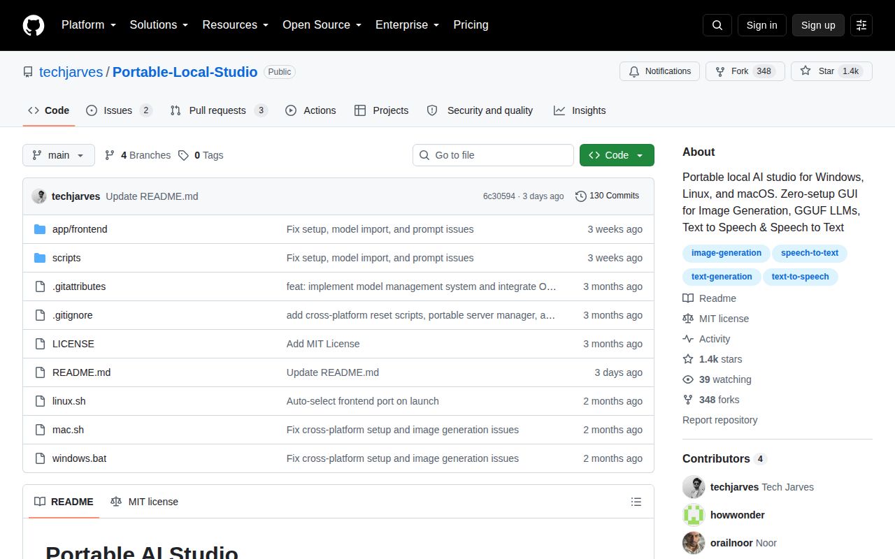 Screenshot of Portable-Local-Studio (github.com/techjarves/Portable-Local-Studio)