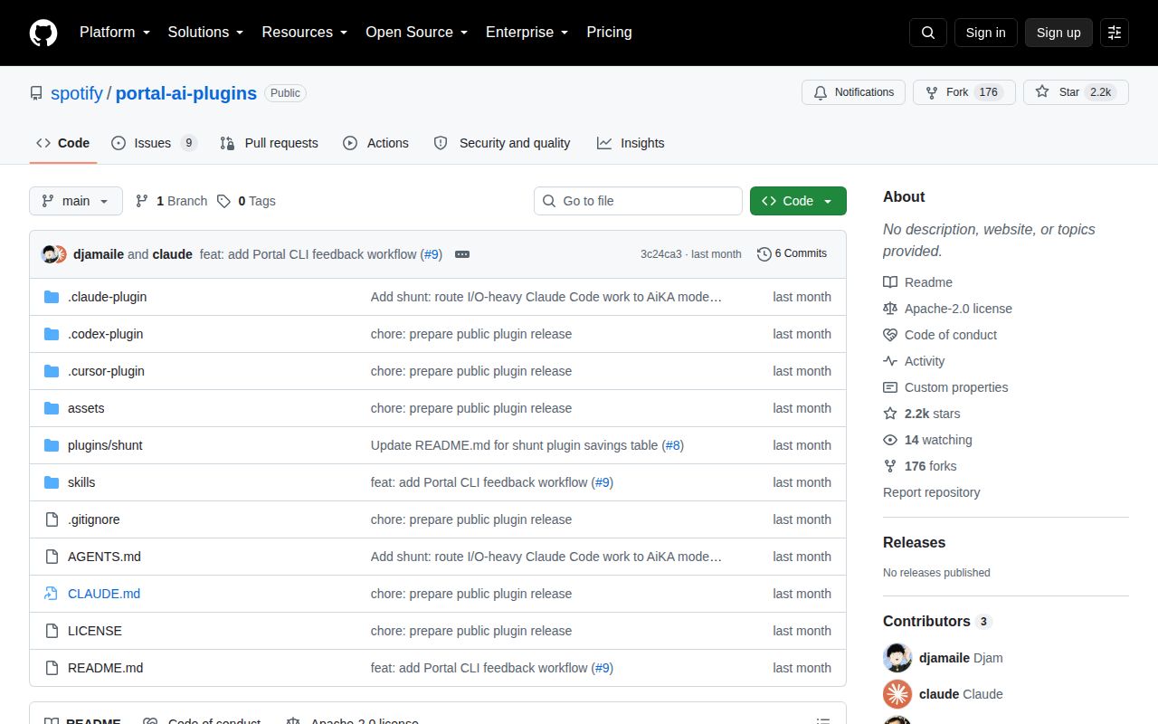 Screenshot of portal-ai-plugins (github.com/spotify/portal-ai-plugins)