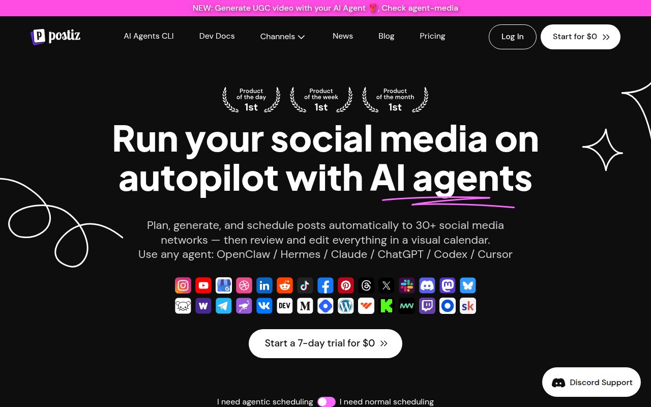 Screenshot of postiz-app (postiz.com)