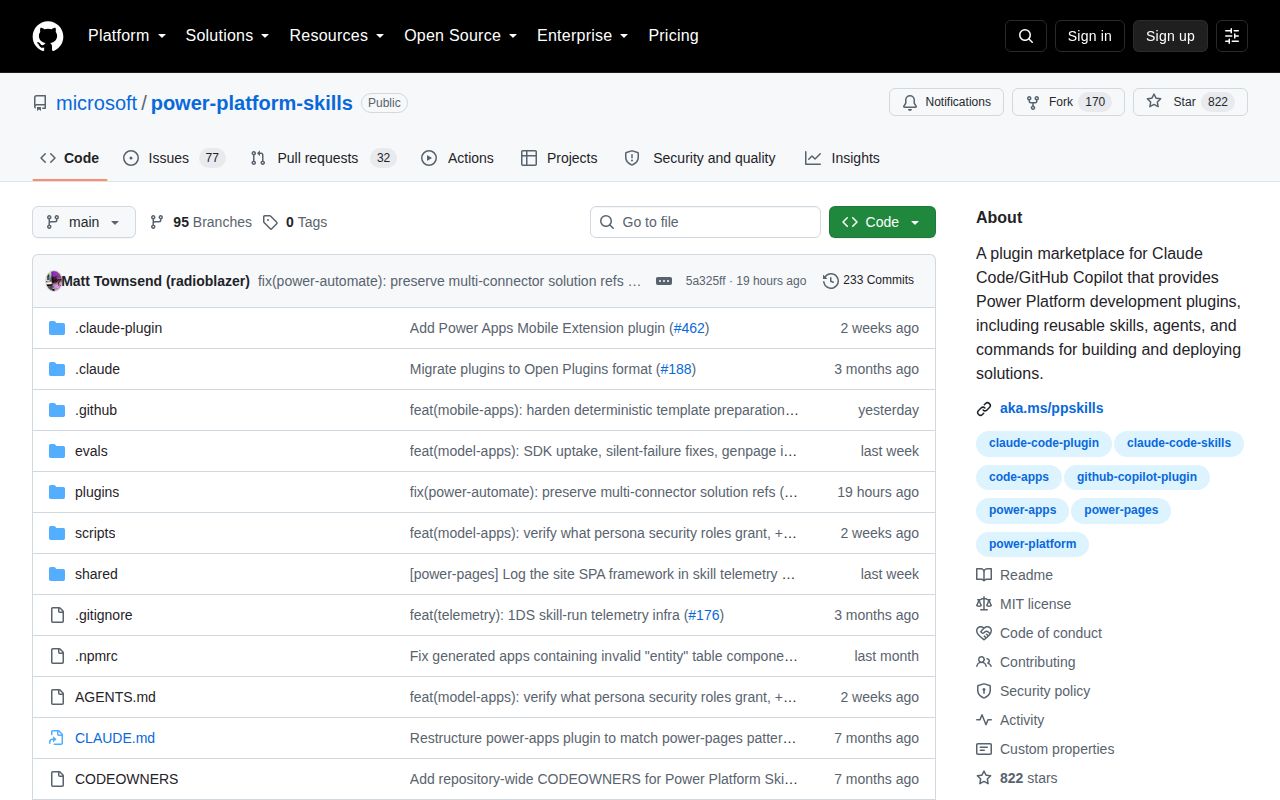 Screenshot of power-platform-skills (aka.ms/ppskills)