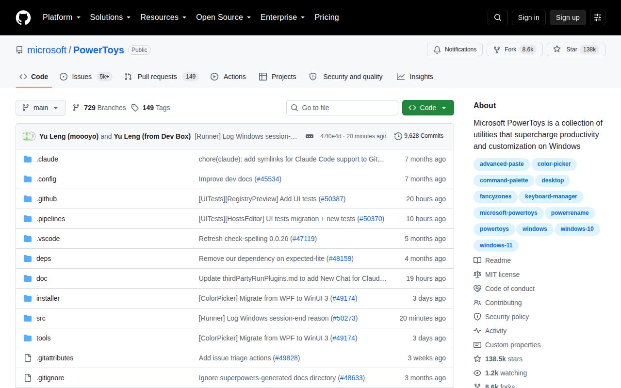 Screenshot of PowerToys (github.com/microsoft/PowerToys)