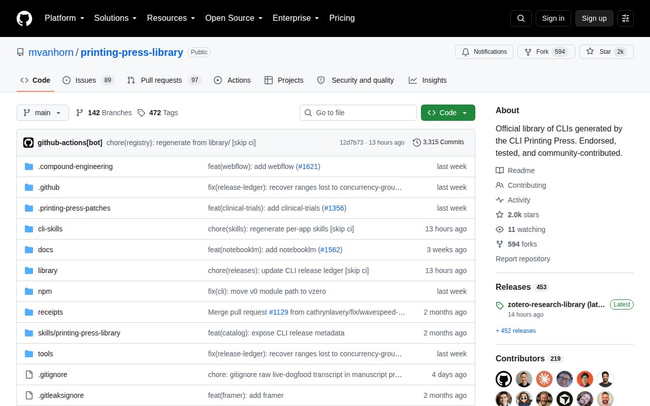Screenshot of printing-press-library (github.com/mvanhorn/printing-press-library)