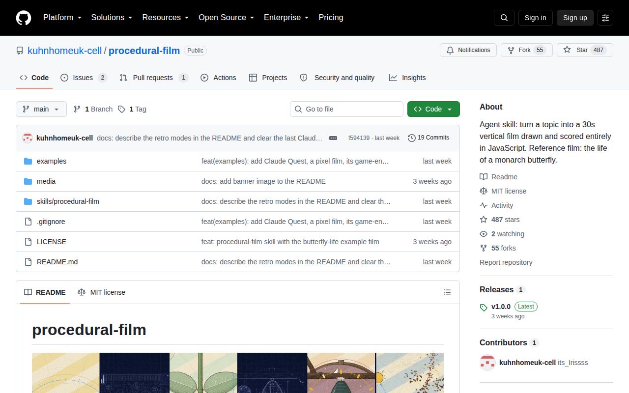Screenshot of procedural-film (github.com/kuhnhomeuk-cell/procedural-film)