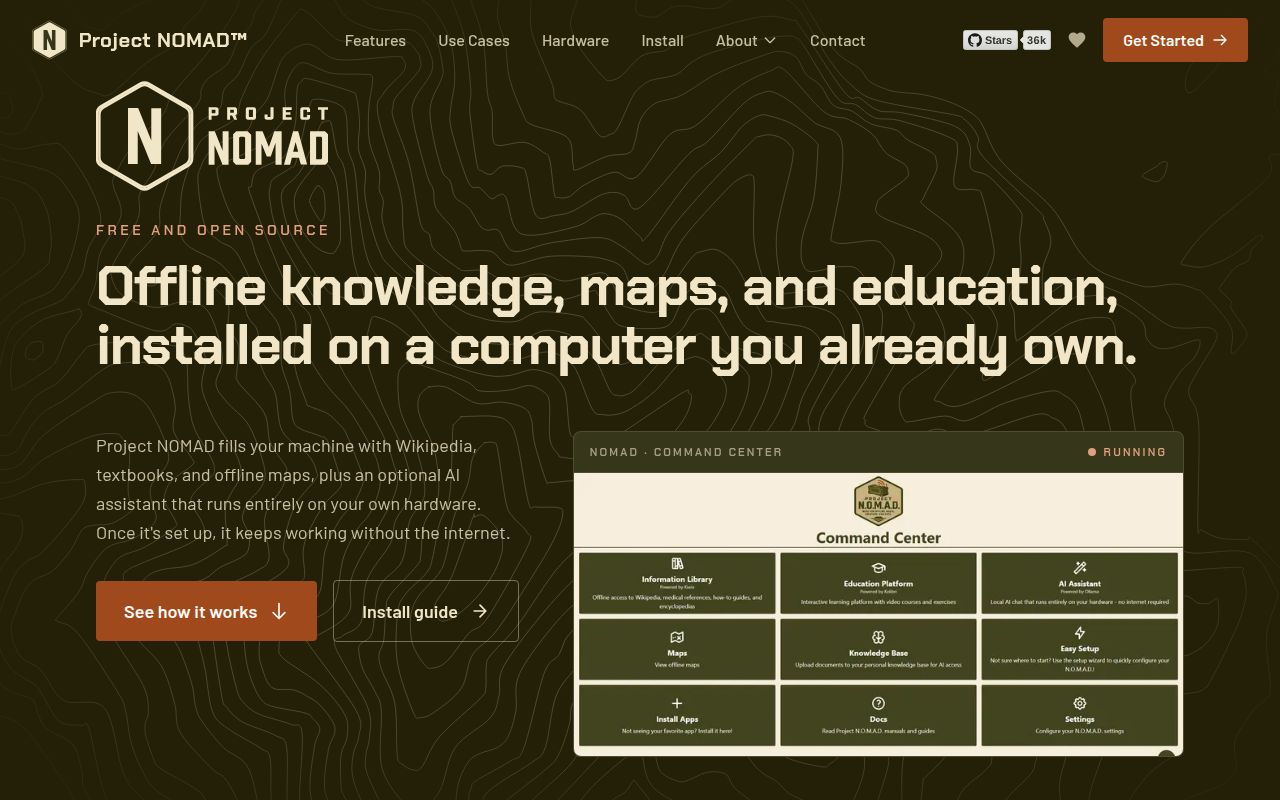 Screenshot of project-nomad (www.projectnomad.us)
