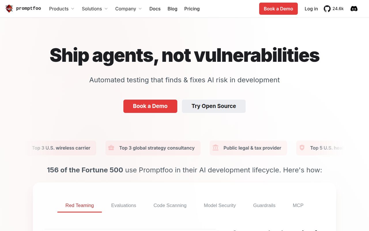 Screenshot of promptfoo (promptfoo.dev)
