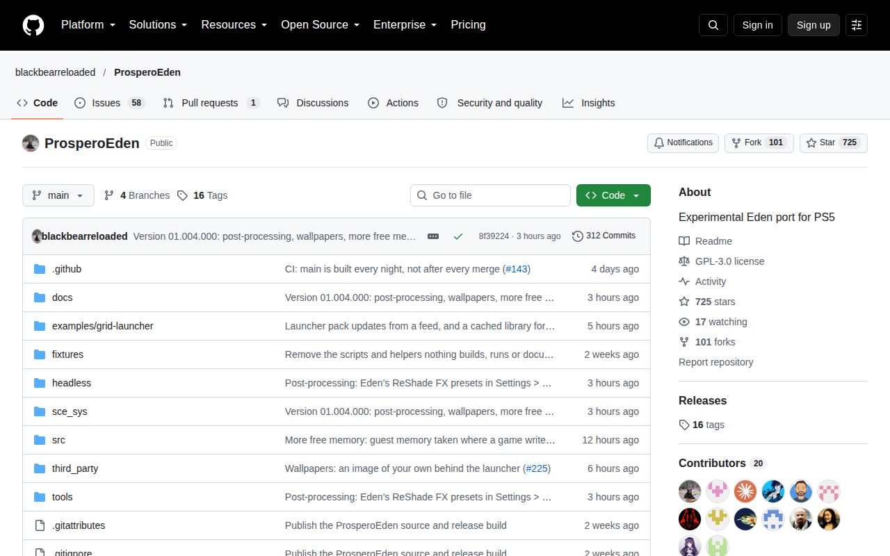 Screenshot of ProsperoEden (github.com/blackbearreloaded/ProsperoEden)