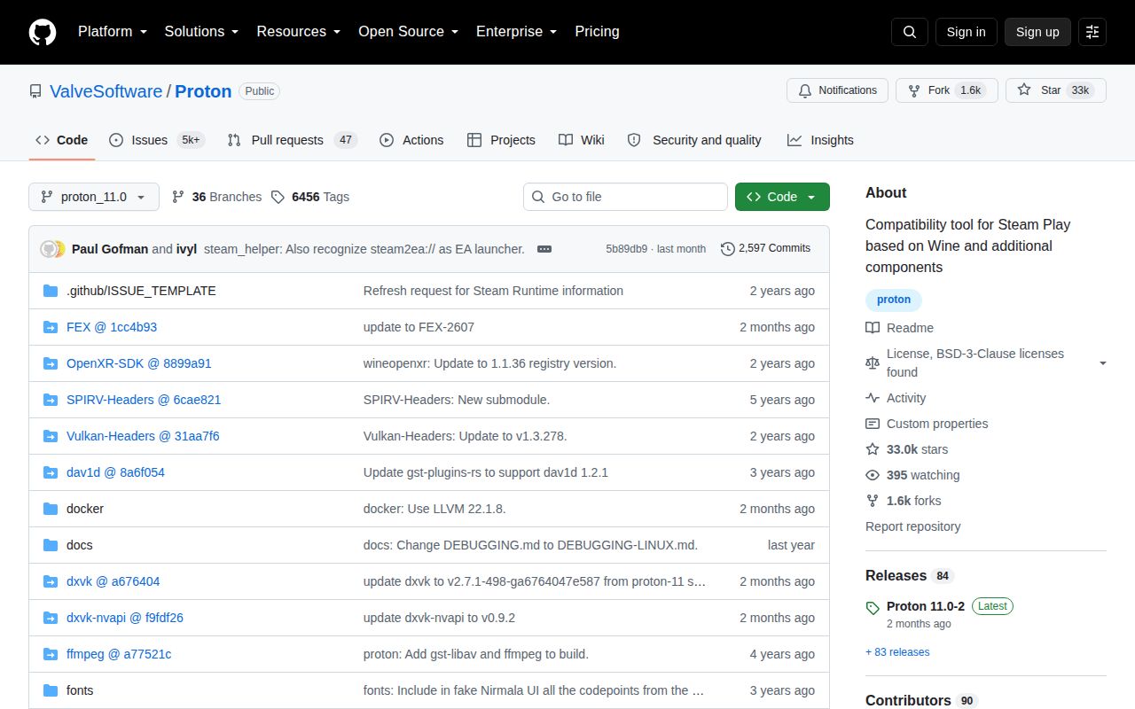 Screenshot of Proton (github.com/ValveSoftware/Proton)