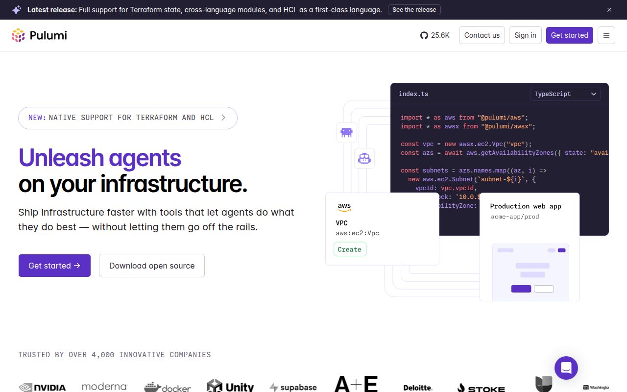 Screenshot of pulumi (www.pulumi.com)