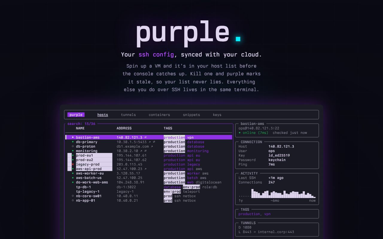 Screenshot of purple (getpurple.sh)
