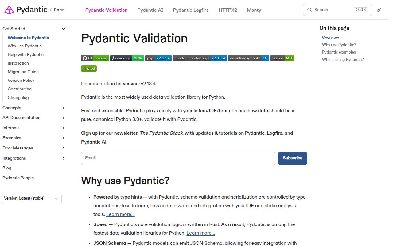 Screenshot of pydantic-extra-types documentation