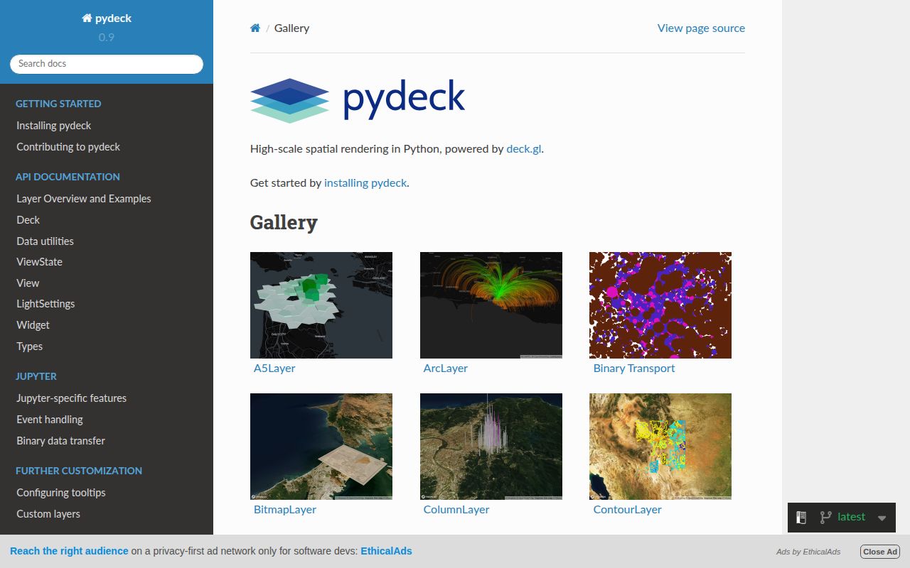 Screenshot of pydeck documentation