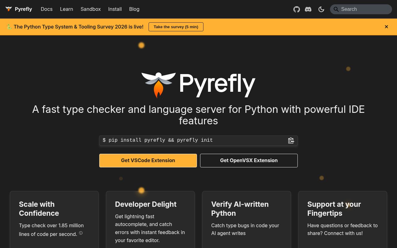 Screenshot of pyrefly (pyrefly.org)