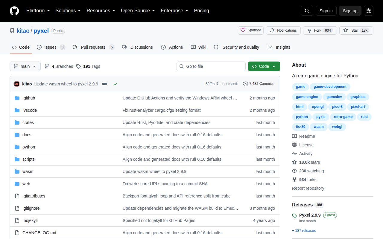 Screenshot of pyxel (github.com/kitao/pyxel)