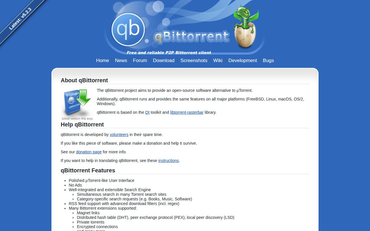 Screenshot of qBittorrent (www.qbittorrent.org)