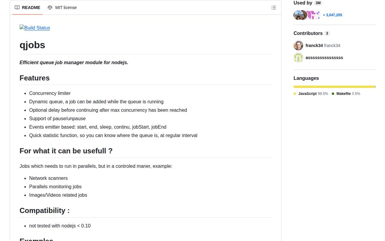 Screenshot of qjobs documentation