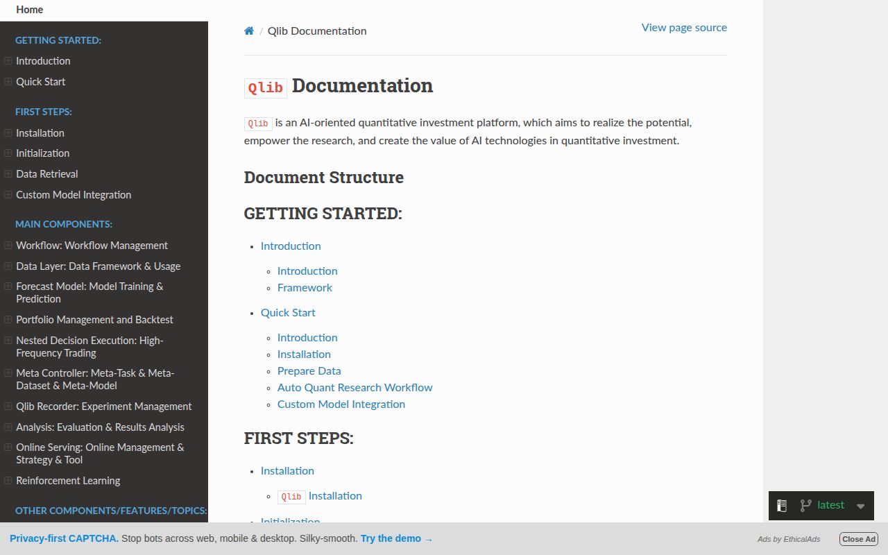 Screenshot of qlib (qlib.readthedocs.io/en/latest)