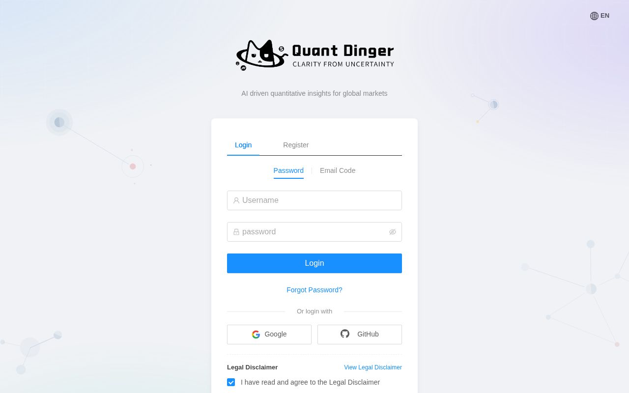 Screenshot of QuantDinger (ai.quantdinger.com)
