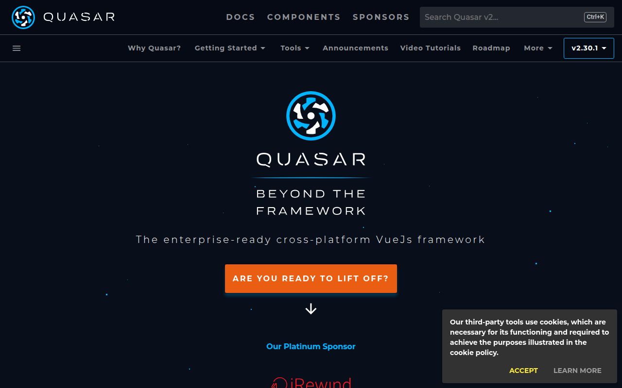 Screenshot of quasar (quasar.dev)