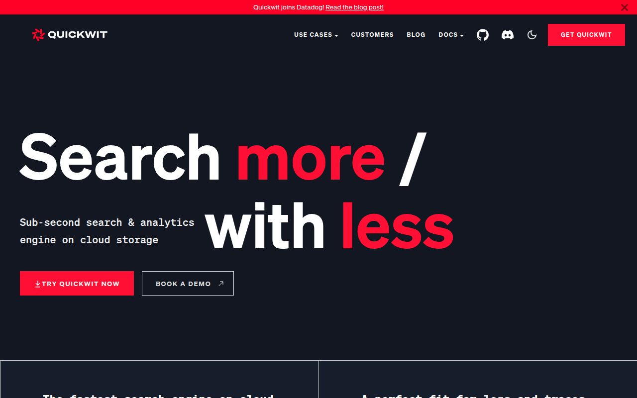 Screenshot of quickwit (quickwit.io)