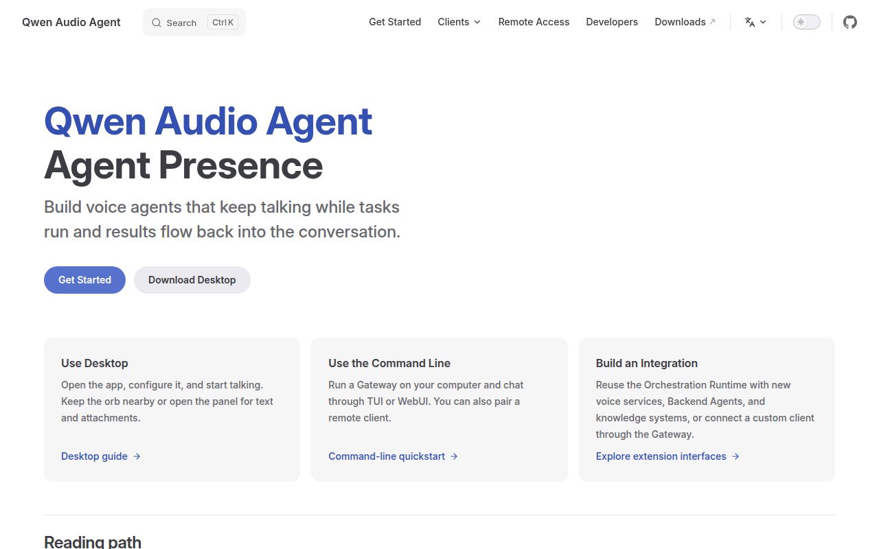 Screenshot of qwen-audio-agent (qwenaudio.github.io/qwen-audio-agent)