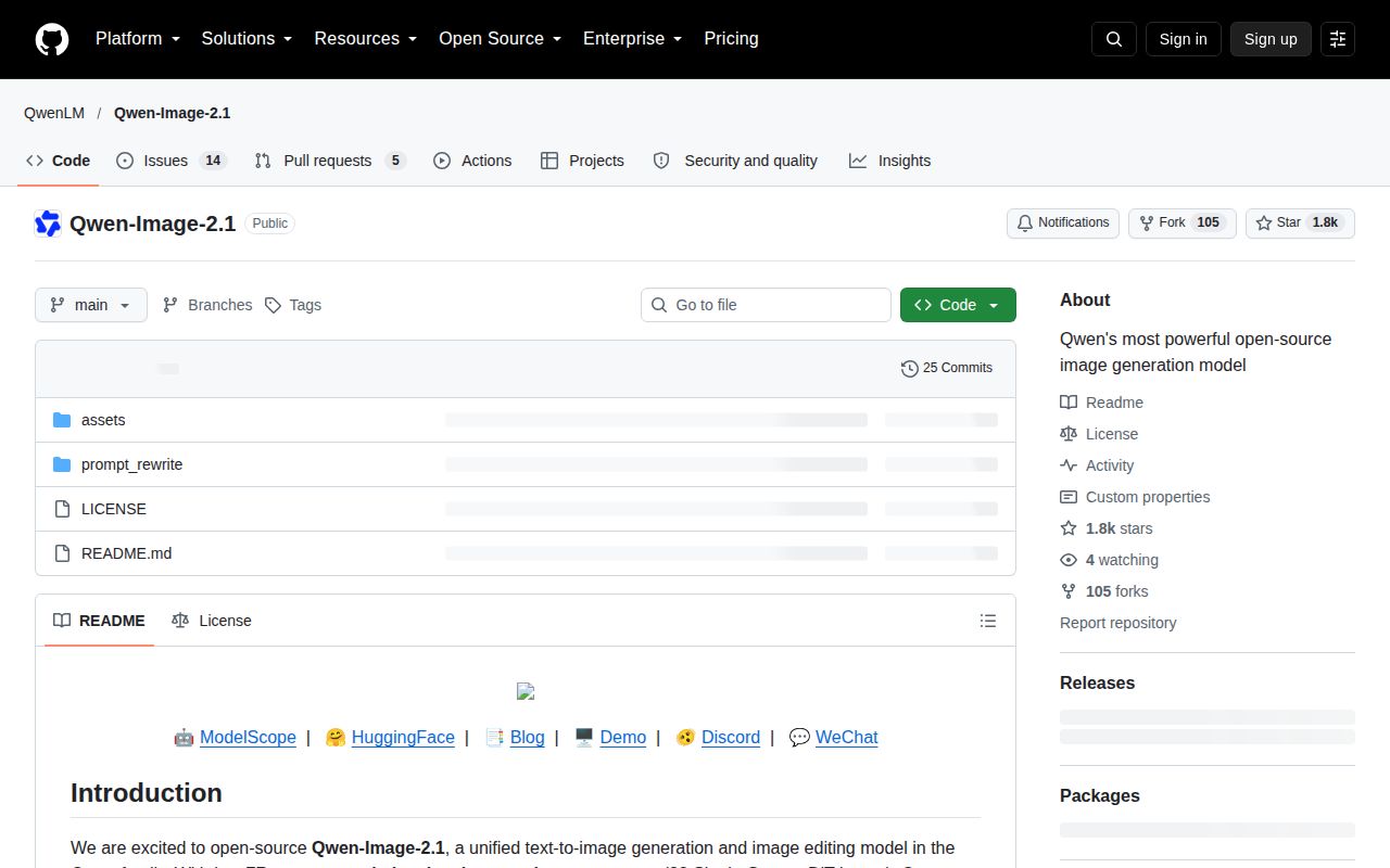 Screenshot of Qwen-Image-2.1 (github.com/QwenLM/Qwen-Image-2.1)