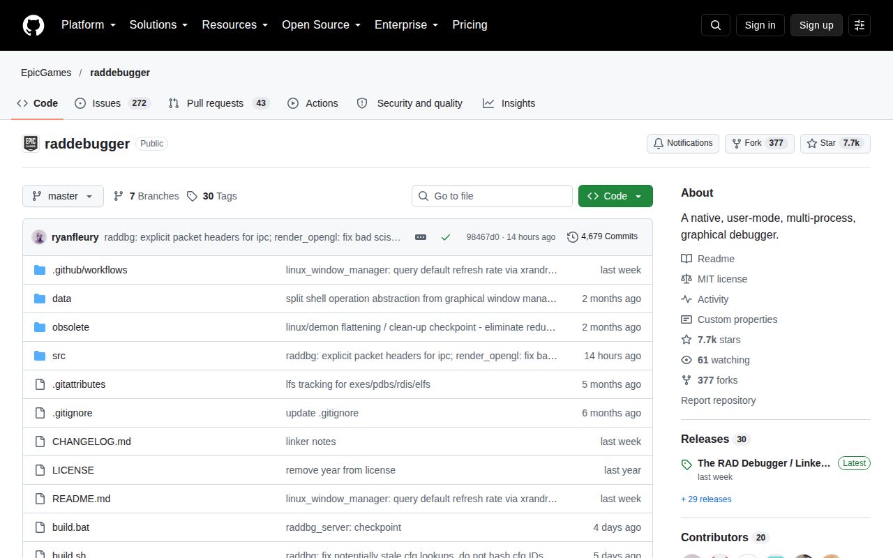 Screenshot of raddebugger (github.com/EpicGames/raddebugger)