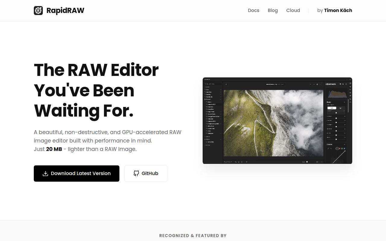 Screenshot of RapidRAW (getrapidraw.com)