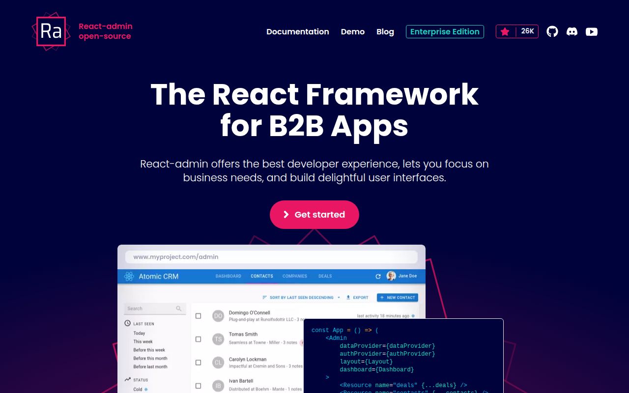 Screenshot of react-admin (marmelab.com/react-admin)