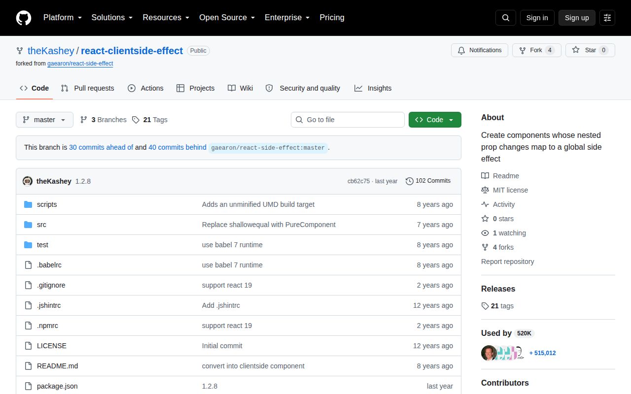 Screenshot of react-clientside-effect documentation