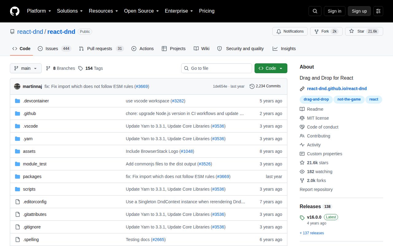Screenshot of @react-dnd/invariant documentation