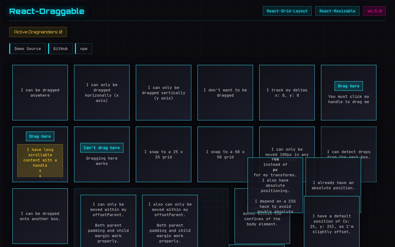 Screenshot of react-draggable documentation