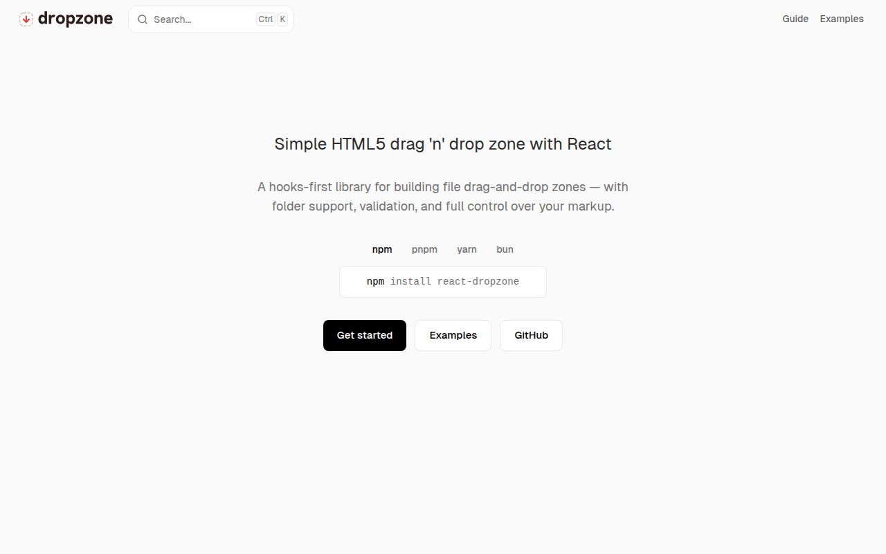 Screenshot of react-dropzone documentation