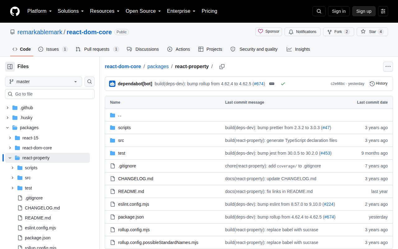 Screenshot of react-property documentation