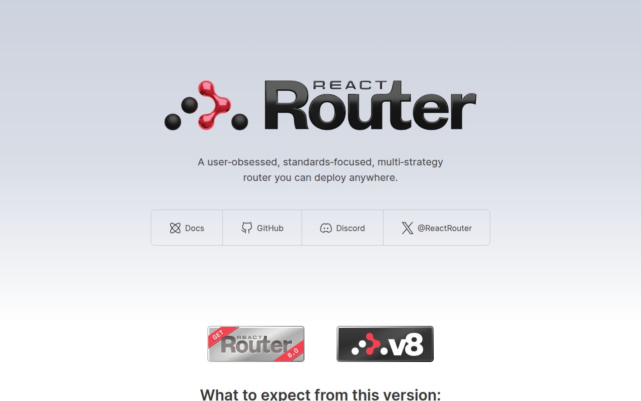 Screenshot of react-router documentation
