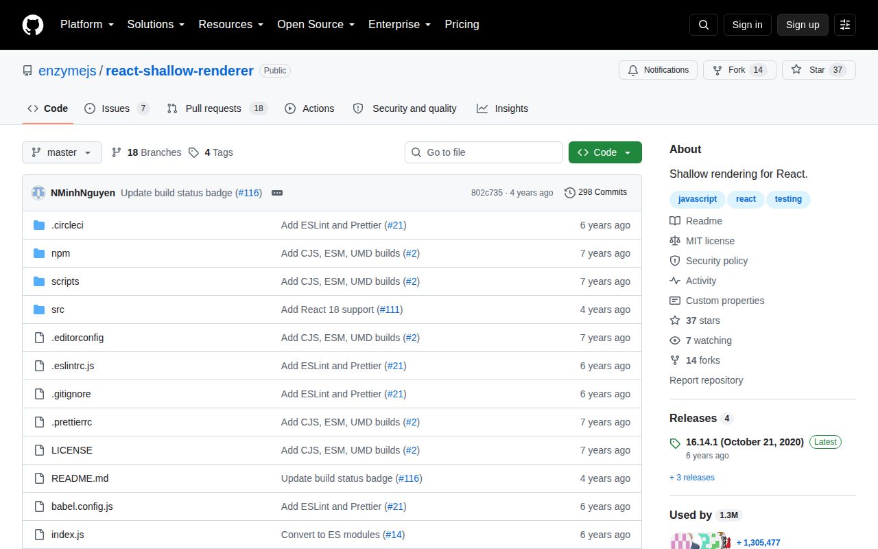 Screenshot of react-shallow-renderer documentation