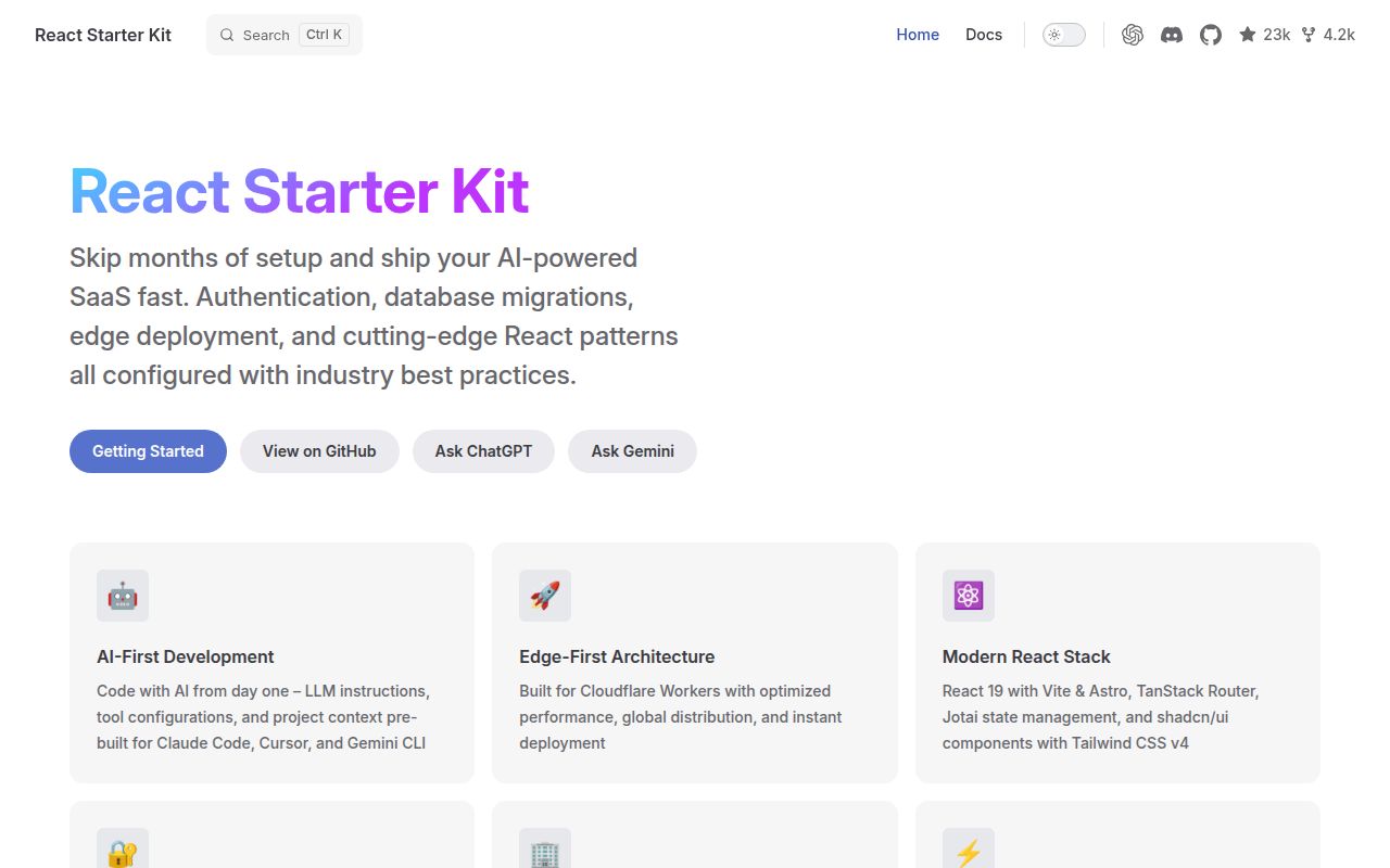 Screenshot of react-starter-kit (reactstarter.com)