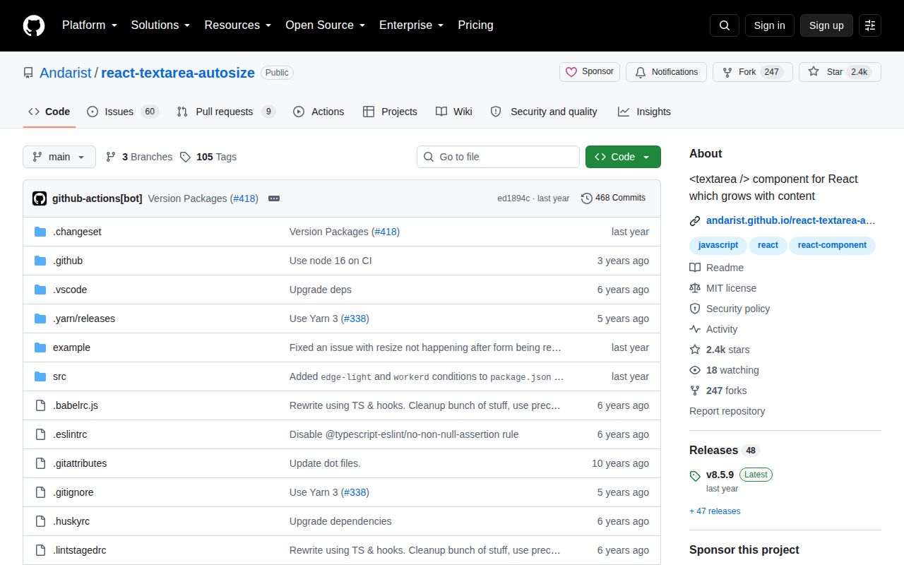 Screenshot of react-textarea-autosize documentation