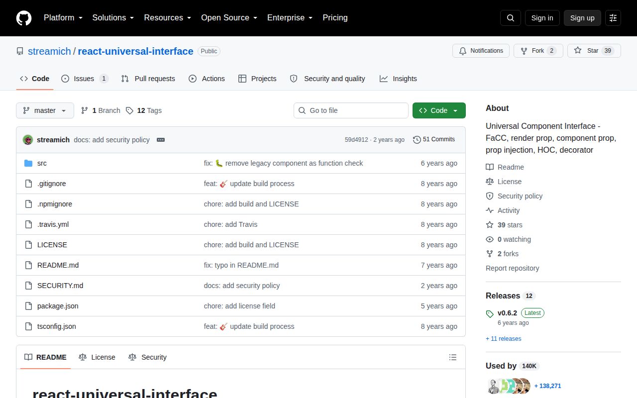 Screenshot of react-universal-interface documentation