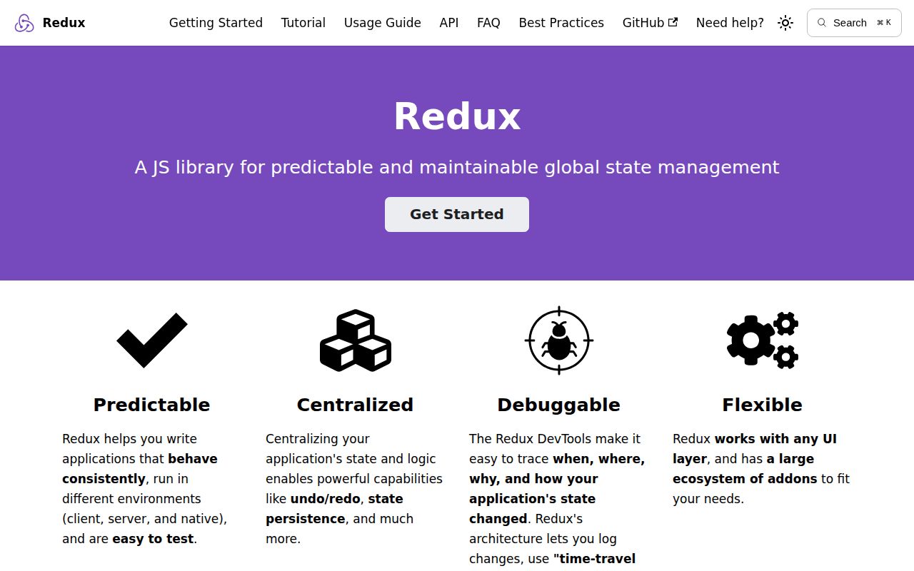 Screenshot of redux documentation